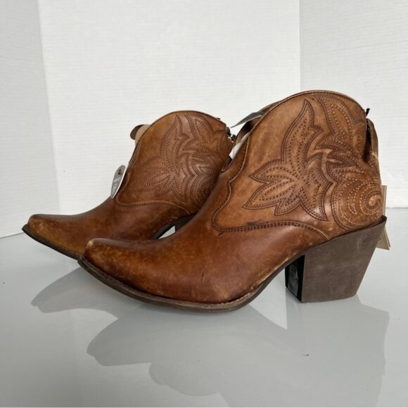 Ariat Brown Western Ankle Booties with Pointed Toe - Picture 13 of 14